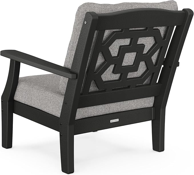 Martha Stewart by POLYWOOD® Chinoiserie Deep Seating Chair in Black/Grey Mist