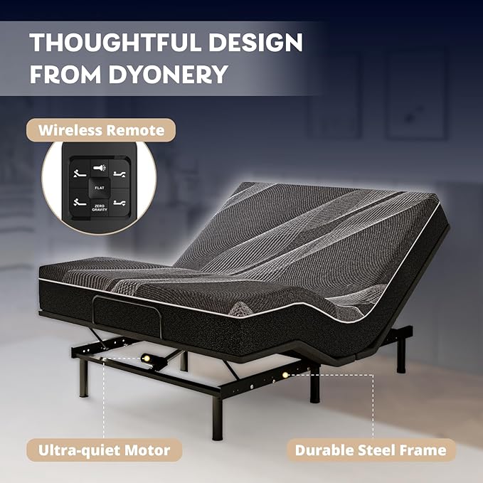 Twin XL Adjustable Bed Base Frame with Wireless Remote + 12 Inch Twin XL Gel Memory Foam Mattress Bed in a Box, Head and Foot Incline, Zero Gravity, Fiberglass Free, 80" × 38"