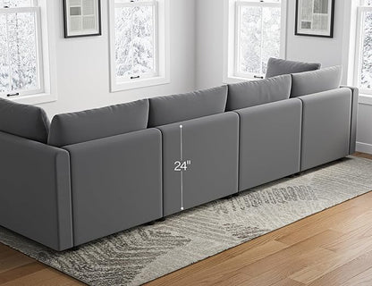 Sectional Couches for Living Room L Shaped Cloud Couch with Ottoman Deep Plush 5 Seats Sofa Modern Sofa for Apartment