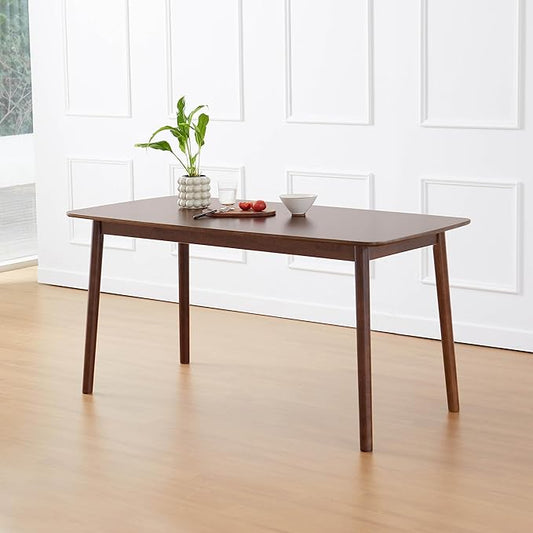 Livinia Aslan 59" Malaysian Oak Rectangular Wooden Dining Table/Large Solid Wood Kitchen Desk (Walnut)
