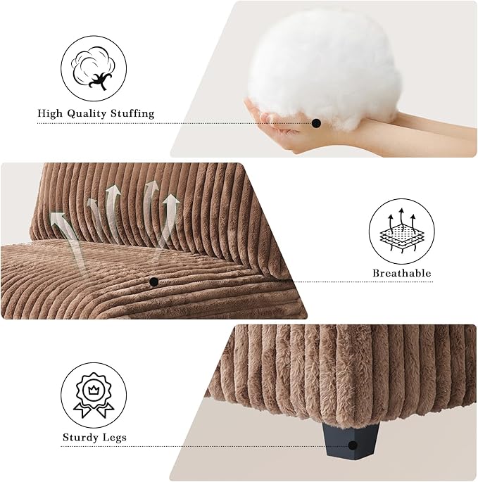 Cloud Modular Sectional Sofa Couch, 8 Seater Oversized Couch, 157.4" U-Shaped Convertible Couches with 2 Ottomans, Deep Sofa Couches for Living Room, Washable & Replaceable Covers, Brown