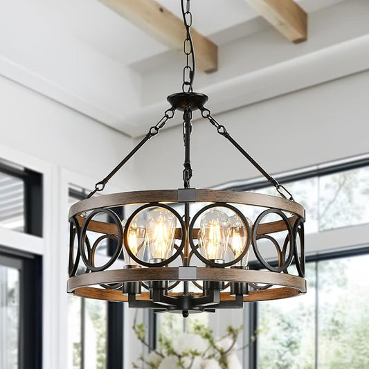 Rustic Chandeliers Farmhouse Chandelier Lighting for Dining Room,6-Light Close to Ceiling for Entryway Kitchen Island Foyer, Vintage Farmhouse Chandelier Lighting Fixture
