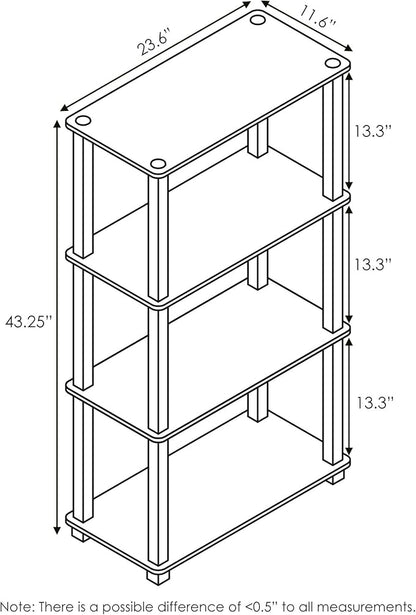 Furinno Turn-N-Tube 4-Tier Multipurpose Shelf Display Rack, Square Tube, Black/Grey