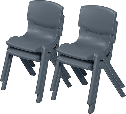 Stackable School Chairs, 12", Kids Furniture, Grey, 4-Pack