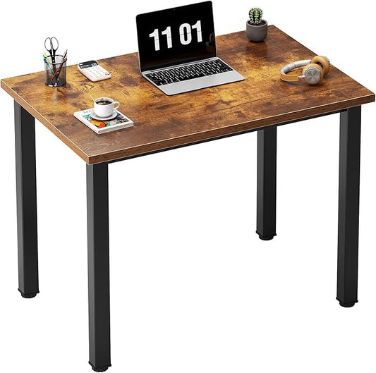 Need Small Computer Desk 31.5 inches Sturdy Writing Desk for Small Spaces, Teens Study Table Laptop Desk, Rustic Brown AC3-8040-FB