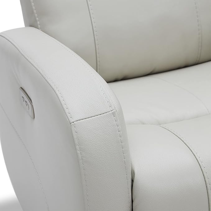 CHITA Genuine Leather Power Swivel Glider Recliner Chair for Adults, FSC Certified Electric Nursery Rocker Recliner Chair for Living Room, Light Grey
