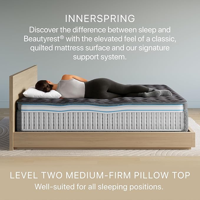 Beautyrest Days End Medium Firm Pillow Top 14.75" Mattress - Full - Cooling Tech, Supportive Durable Pocketed Coils, Pressure Relief, Motion Separation; 100 Night Sleep Trial and 10 Year Warranty