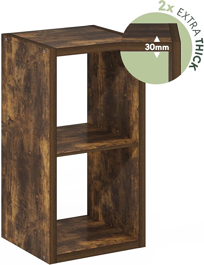 Furinno Cubicle Book Shelf, 2-Cube Thick Frame Bookshelf, Horizontally & Vertically Reversible Bookcase with Open Back, 14.6 x 15.9 x 30, for Living Room, Bedroom, Home Office, Amber Pine