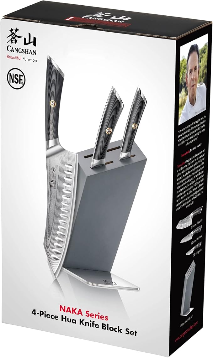 Cangshan NAKA Series X-7 Steel Forged HUA Knife Block Set (4-Piece)
