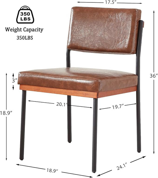 Modern Dining Chairs Set of 4, Kitchen Chairs with Thick Cushions and Adjustable Foot Pads, Upholstered Faux Leather Dining Room Chairs with Sturdy Metal Legs,Coffee