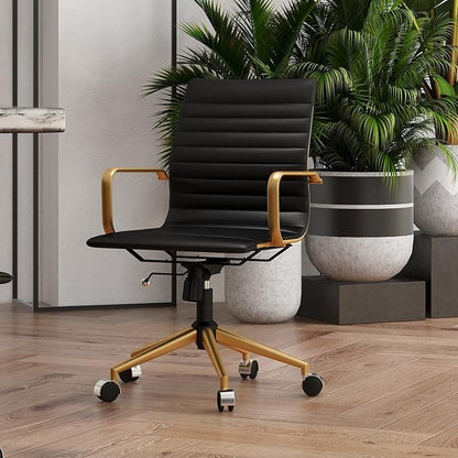 Chair, Desk Computer Chair ，with Armrests ，Ergonomic Office Chair for Home and Office, 17.32 x 22.83 x 35.43 inches, Multiple Colors (Gold Black)
