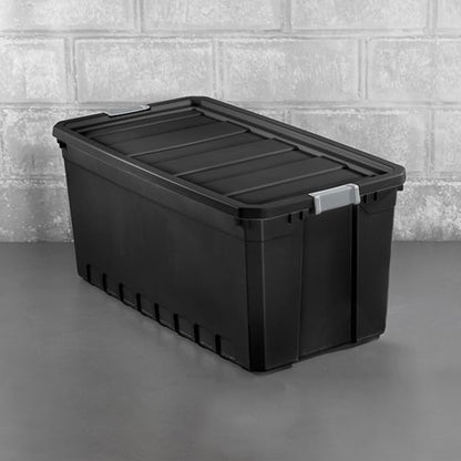 Sterilite 3-Pack Storage Bins with Lids, Large Heavy Duty Totes, 50 Gallon, Black