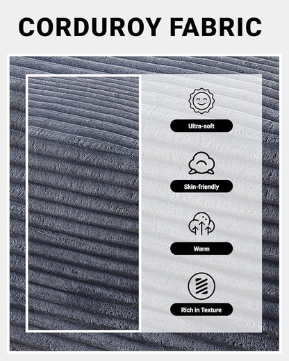 95 Inch Cloud Sectional Couch,Modular Sectional Sofa with Deep Seat,Modern Corduroy Boneless Couches with L-Shape Chaise for Living Room Bedroom,No Assembly Required (Grey, Left Facing Chaise)