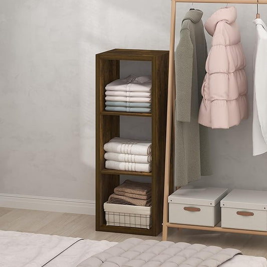 Furinno Cubic Closet Organizers and Storage, 3-Cube Closet Organizer, Open Shelf Closet Storage, Extra Thick Frame for Wardrobe, Bedroom, Living Room, Amber Pine