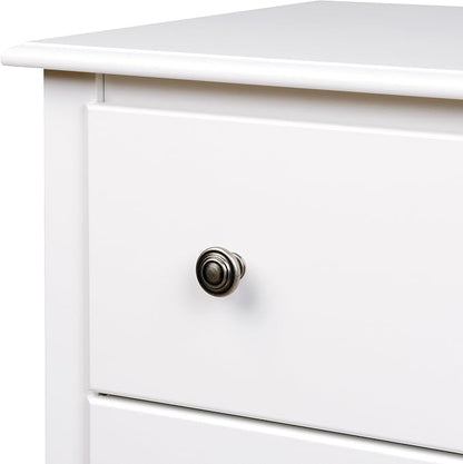 Prepac Sonoma Traditional Nightstand Side Table with 2 Drawers, Functional 2-Drawer Bedside Table 16" D x 23.25" W x 21.75" H, White, WDC-2422