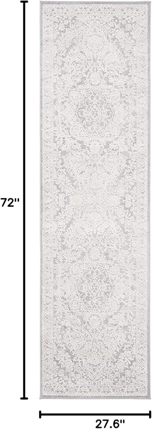 SAFAVIEH Reflection Collection Runner Rug - 2'3" x 6', Light Grey & Cream, Non-Shedding & Easy Cleaning, Ideal for Living Room, Bedroom (RFT668G)