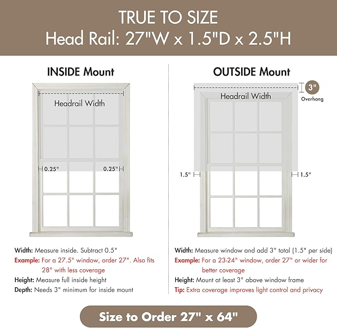 Madison Park Kyler Cordless Roman Shades - Single Panel, Lightweight Linen Blend Fabric, Natural Design, Easy Installation, Light Filtering Window Blind, Bedroom, Living Room Decor 27" W x 64" H Grey