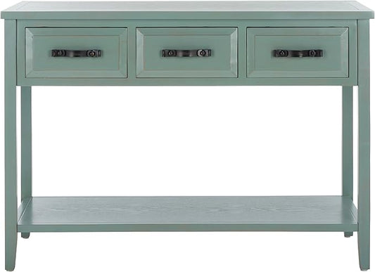 Safavieh Home Collection Aiden Barn Blue 3-Drawer Bottom Shelf Console Table