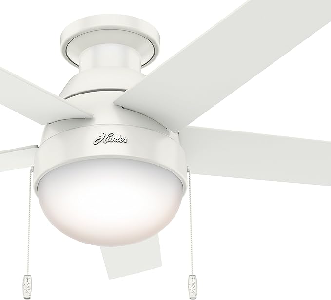 Hunter Fan 46 inch Contemporary Ceiling Fan with Light in Premier Bronze (Renewed) (Fresh White)