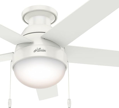 Hunter Fan 46 inch Contemporary Ceiling Fan with Light in Premier Bronze (Renewed) (Fresh White)