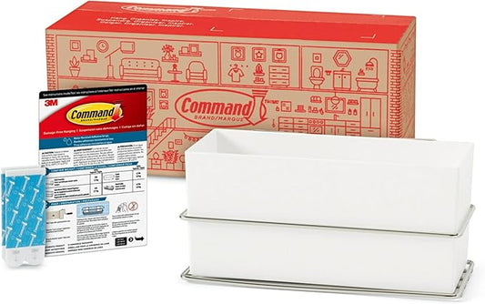 Command Wall and Cabinet Organizer with Water Resistant Command Strips, Organize Your Bathroom, Easy to Open Packaging