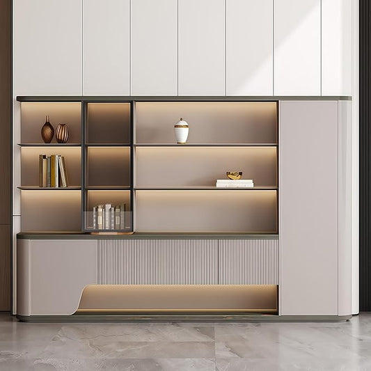 Modern L Shaped Desk, 126.0 inch Large Desk with Storage, Executive Desks for Home Office No Installation Required with Drawers and Lockable, Without Desk or Computer Chair (Filing Cabinet)