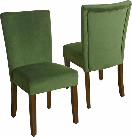 HomePop Parsons Classic Upholstered Accent Dining Chair, Set of 2, Dark Green Velvet