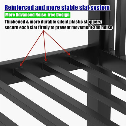 Latest Upgrade & Stronger Steel Queen Over Queen Bunk Bed, Heavy Duty Thickened More Rust-Proof Metal Bunkbed with Enhanced Legs & Slats (Easier Assembly)