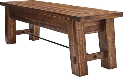Durango Rustic Farmhouse Style 60-Inch Wood Bench - Industrial Modern Accent Furniture with Solid Wood Seat for Entryway, Dining Room, Hallway, Foyer, or Kitchen by Alaterre Furniture