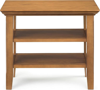 SIMPLIHOME Acadian 14-inch Wide Solid Wood Narrow End Table in Light Golden Brown, Transitional-Style Side Table for Living Room, Bedroom, or Family Room with 2 Open Shelves
