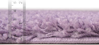 Unique Loom Solid Shag Collection Area Rug (5' 1" x 8' Oval, Lilac)