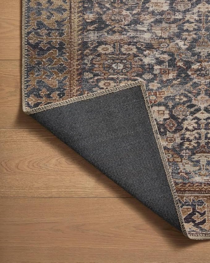Loloi Amber Lewis Georgie Collection GER-05 Denim/Spice 2'-3" x 3'-9", .19" Pile Height, Accent Rug