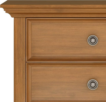 SIMPLIHOME Amherst SOLID WOOD 24 Inch Wide Traditional Bedside Nightstand Table in Light Golden Brown, For the Living Room and Bedroom