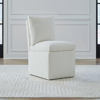 Liberty Furniture Accent Dining Chair with Castors - Squared Back - Ivory Upholstry