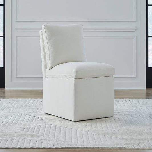Liberty Furniture Accent Dining Chair with Castors - Squared Back - Ivory Upholstry
