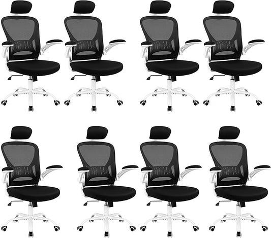 8 Pack Office Chair Ergonomic Desk Chair Comfort Adjustable Height with Wheels，Lumbar Support Mesh Swivel Computer Home Office Chair,Conference Room Chairs