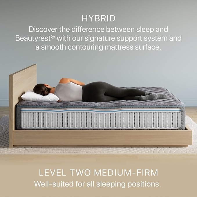 Beautyrest Days End Medium Firm 12" Hybrid Mattress - Full - Cooling Tech, Supportive Durable Pocketed Coils, Pressure Relief, Motion Separation; 100 Night Sleep Trial and 10 Year Warranty