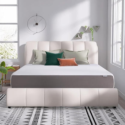 Amazon Basics Memory Foam Mattress, Soft Plush Feel, 12 Inch, King, White/Grey
