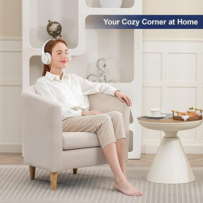Accent Barrel Chairs Set of 2, Modern Comfy Living Room Chairs with Armrest Small Reading Chair with Cozy Soft Padded for Bedroom Reception Room Cafe, White