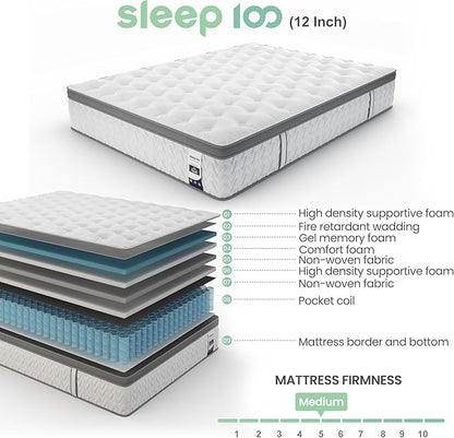 Twin Mattress 10 Inch – Hybrid Mattresses for Back Pain, Extra Lumbar & Shoulder Support, Fiberglass-Free & No Odor, 365-Night Trial