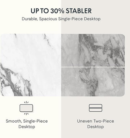 FLEXISPOT EN2 Whole-Piece Standing Desk with Clamp Power Strip, 55 x 28 Electric Stand Up Height Adjustable Desk with Cable Management (Gray Frame + 55" Marble Grey Top, 2 Packages)