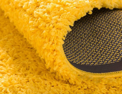 Unique Loom Solid Shag Collection Area Rug (6' 1" Round, Tuscan Sun Yellow)