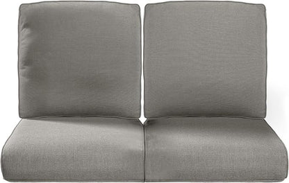 Pop 22x25/22x24 Outdoor Chair Cushions Set of 2 - High Back Deep Seat Water-Resistant Patio Wicker Chairs Cushion for Rattan Dining Rocker Glider Loveseat Couch Sectional Sofa - Grey/Classic