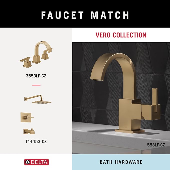 Delta Vero (1-Pack) Toilet Paper Holder Champagne Bronze Tissue Roll Holder for Bathroom Organization and Storage Single Post Toilet Tissue Holder Wall Bathroom Accessories 77750-CZ
