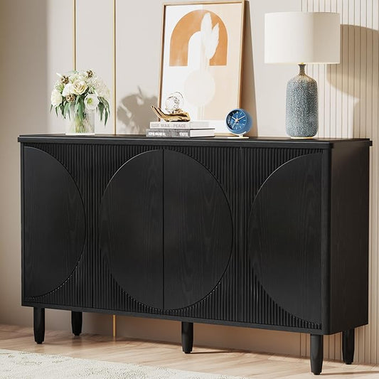 Tribesigns Buffet Cabinet Sideboard with Storage, Modern Storage Cabinet Sideboard Buffet Table with Doors for Living Room Kitchen Dining Room (Black)