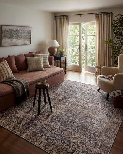 Loloi Amber Lewis Georgie Collection GER-05 Denim/Spice 2'-0" x 5'-0", .19" Pile Height, Accent Rug