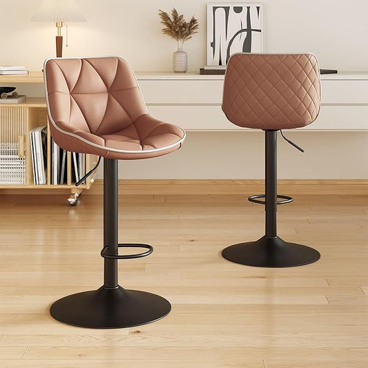 Nalupatio Bar Stools Set of 2, Adjustable Swivel Counter Height Bar Stools with Back, Armless Modern Barstools for Kitchen Island & Home Bar, Upholstered Seat,（Terracotta）