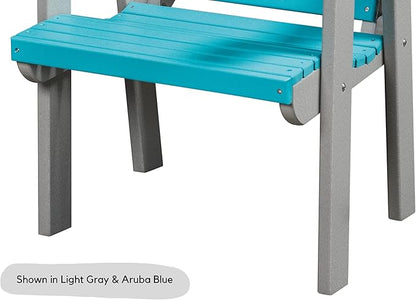 DutchCrafters Modern Horizontal Slat High Back Poly Outdoor Patio Chair (White & Light Gray)