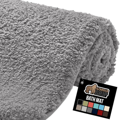 GORILLA GRIP Bathroom Rugs, 36x24, Ultra Soft Absorbent Mat, Thick Plush Bath Rug, Machine Washable, Microfiber Quick Dry, Mats for Shower, Bathtub and Floor, Home Decor Accessories, Gray