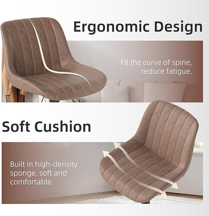 Youhauchair Bar Stools Set of 4, Swivel Counter Height Barstools with Back, Adjustable PU Leather Bar Chairs, Modern Armless Kitchen Island Stool, Light Brown